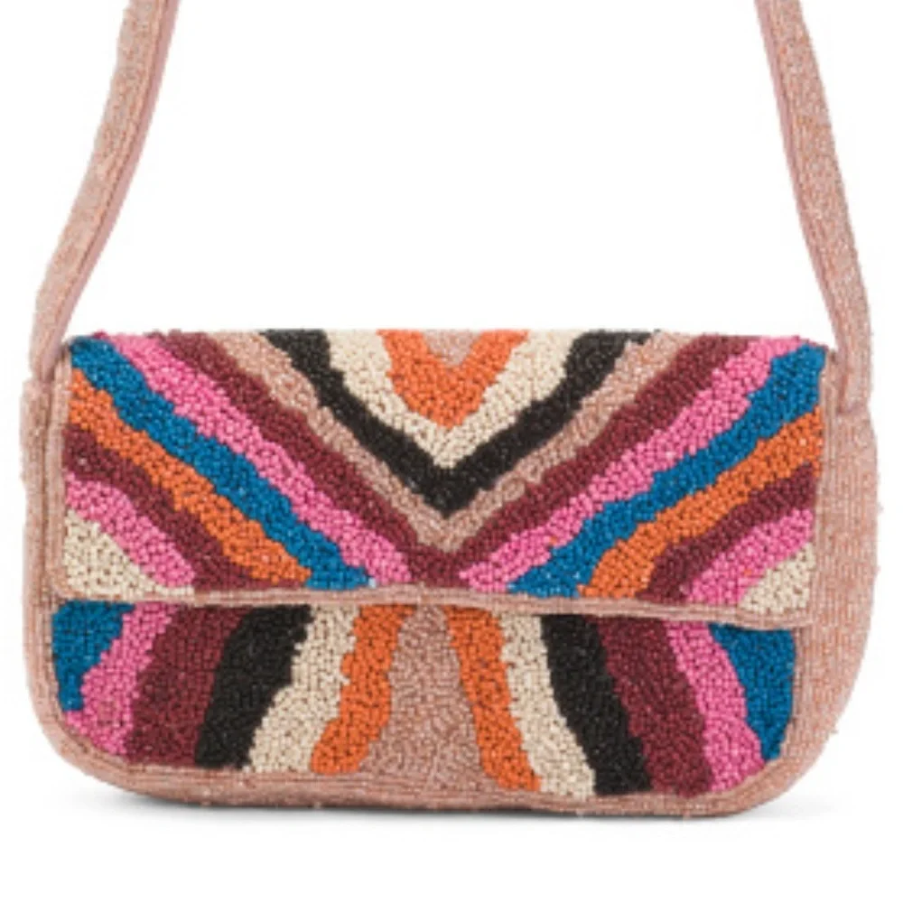 America & Beyond Geometric Chevron Geode Multicolor Beaded Bag NEW NWT - Picture 8 of 8